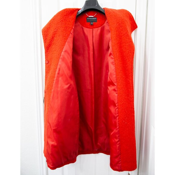 Bernardo Orange Fuzzy Fully Lined Boucle Coat, size Petite Medium - Picture 6 of 8